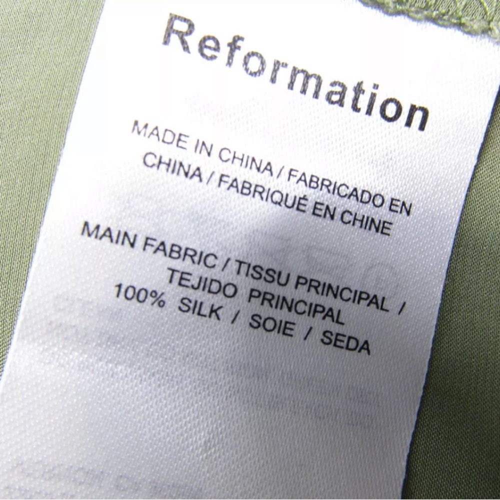 Reformation Dress Barrow Silk Maxi Gown Green Artichoke Sz 8 - Picture 11 of 15